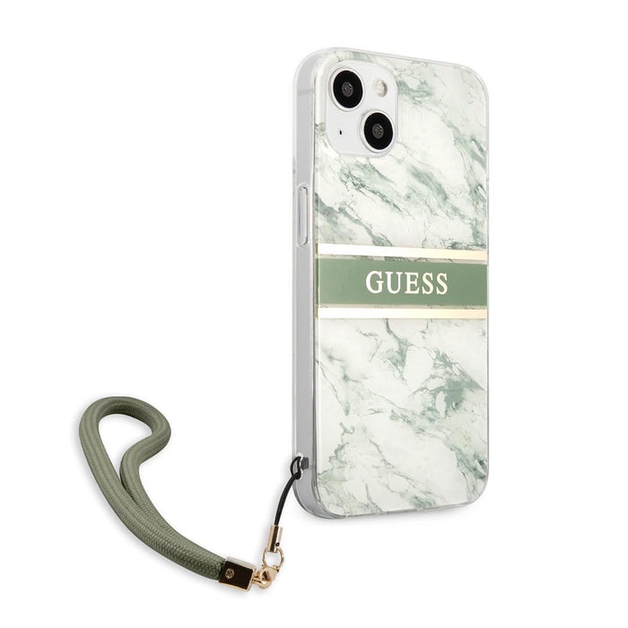 HARD CASE  MARBLE DESIGN AND STRIPE WITH NYLON STRAP - GUESS