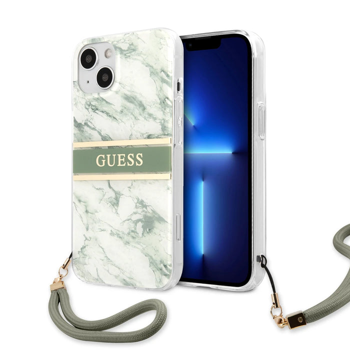 HARD CASE  MARBLE DESIGN AND STRIPE WITH NYLON STRAP - GUESS