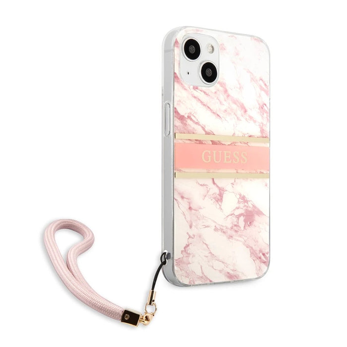 HARD CASE  MARBLE DESIGN AND STRIPE WITH NYLON STRAP - GUESS